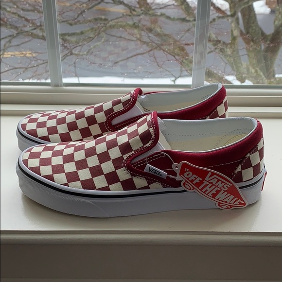 dark red checkered vans